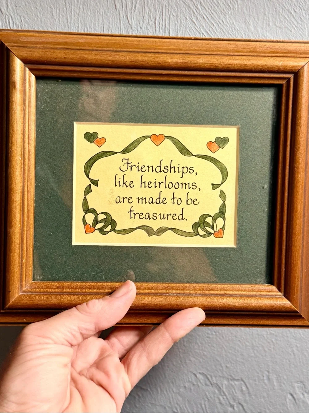 Vintage Framed Friendship Heirloom Wall Art - Green and Tan